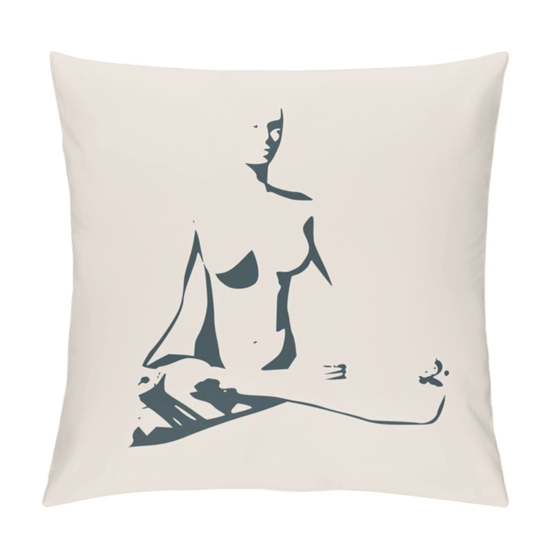 Personality  Woman Silhouette. Lotus Pose For Meditation Pillow Covers