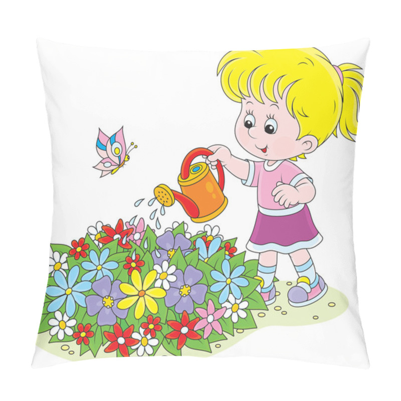 Personality  Girl Watering Flowers Pillow Covers