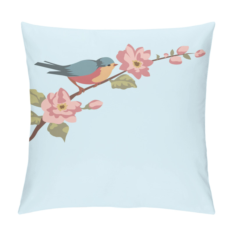 Personality  Spring, Apple Or Cherry Blossoms. Blue Background. Pillow Covers