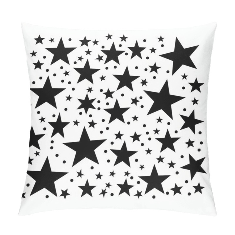 Personality  A Vibrant Black And White Pattern Featuring Various Star Shapes On A White Background. Pillow Covers