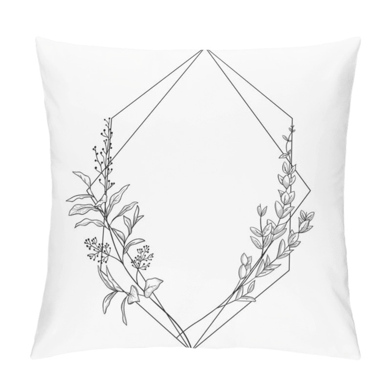 Personality  Vector Floristic Frame With Geometric Linear Design Pillow Covers