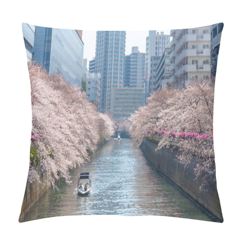 Personality  Cherry Blossom Season In Tokyo At Meguro River, Japan Pillow Covers