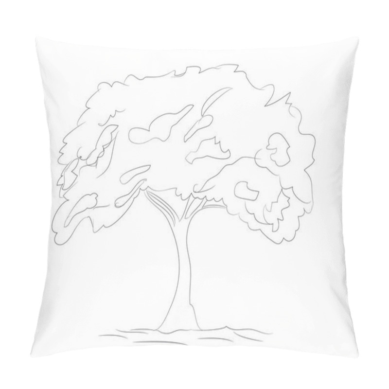 Personality  Big Tree Drawing Lines, Vector, White Background Pillow Covers