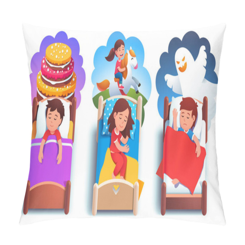 Personality  Girl, Boys Kids Sleeping In Beds Having Dreams Pillow Covers