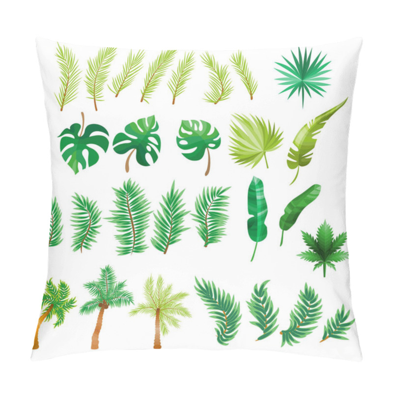 Personality  Tropical Palm Leaves, Jungle Leaves, Split Leaf, Philodendron Leaves, Set Isolated On White Background Pillow Covers