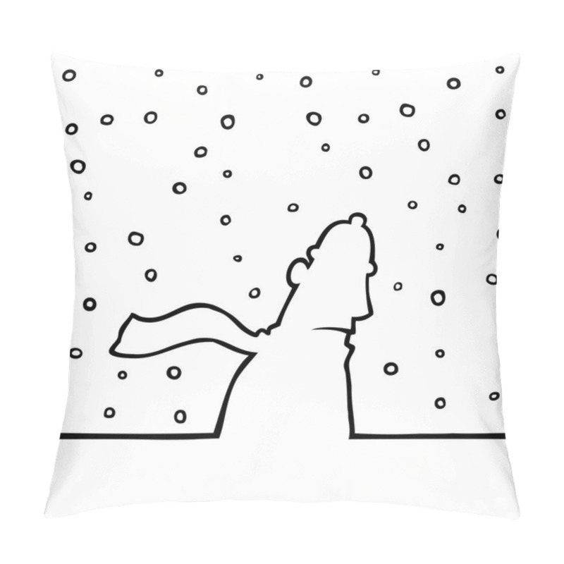 Personality  Man Walking Through Snowy Weather Pillow Covers