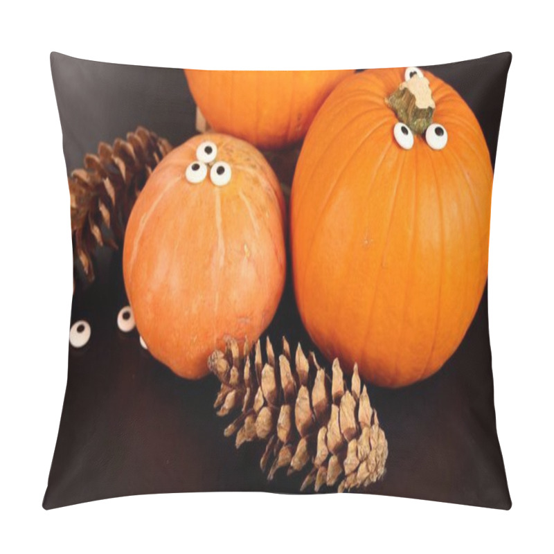 Personality  Pumpkins, Googly Eyes Evoke Playful Halloween Feeling. Pinecones Enhance Rustic Charm, Creating Cozy Seasonal Vibe, Ideal For Indoor Gatherings, Autumn Decor, Festive Harvest Setup.  Pillow Covers