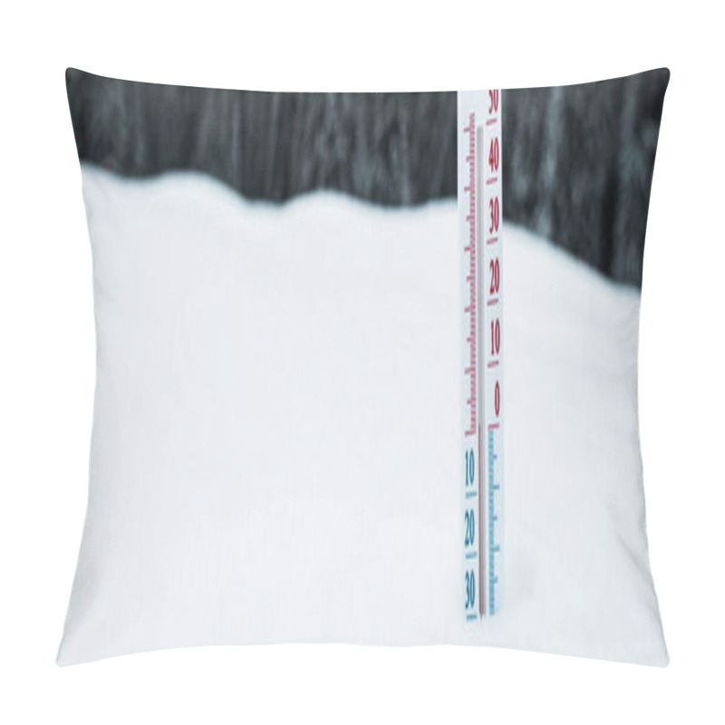 Personality  Thermometer In Mountains Covered With Snow, Panoramic Shot Pillow Covers