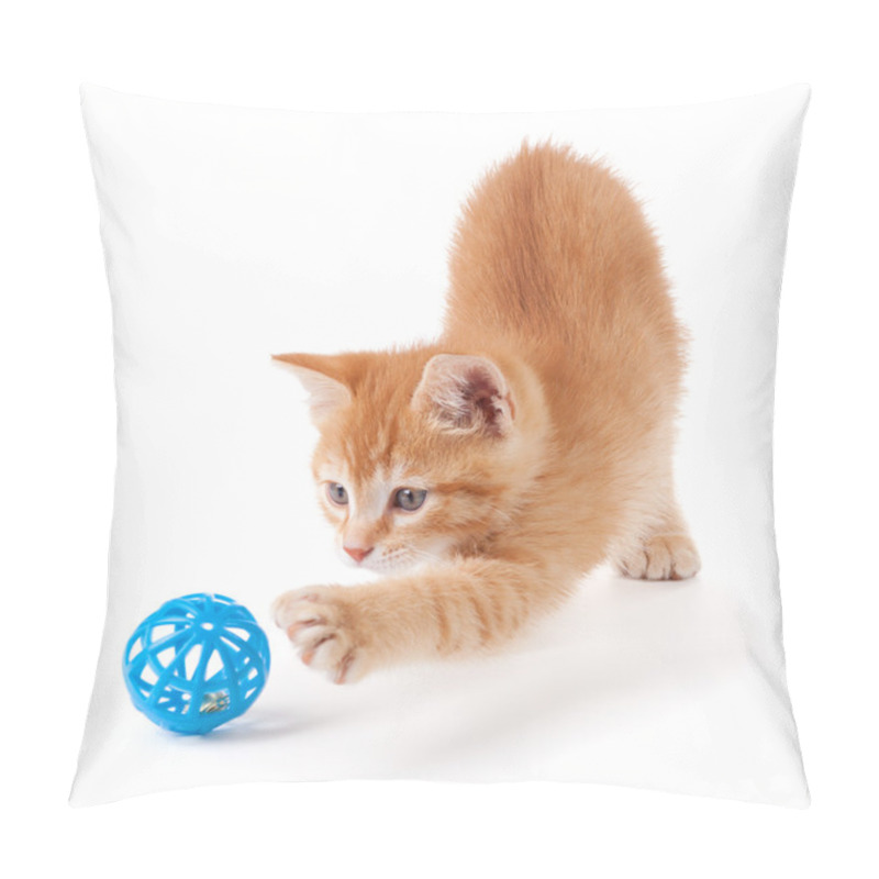 Personality  Cute Orange Kitten Playing With A Toy Pillow Covers