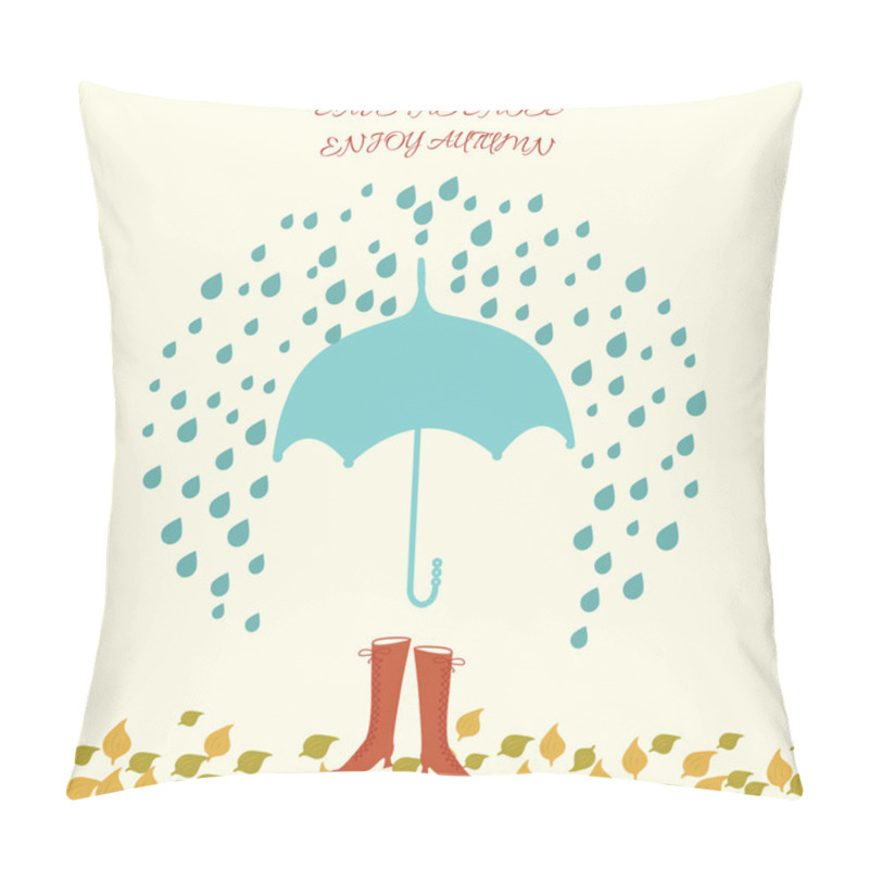 Personality  Vector Illustration With Umbrella And Woman Shoes Under Rain Pillow Covers