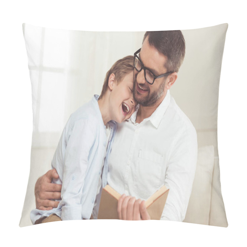 Personality  Father And Son Reading Book Pillow Covers