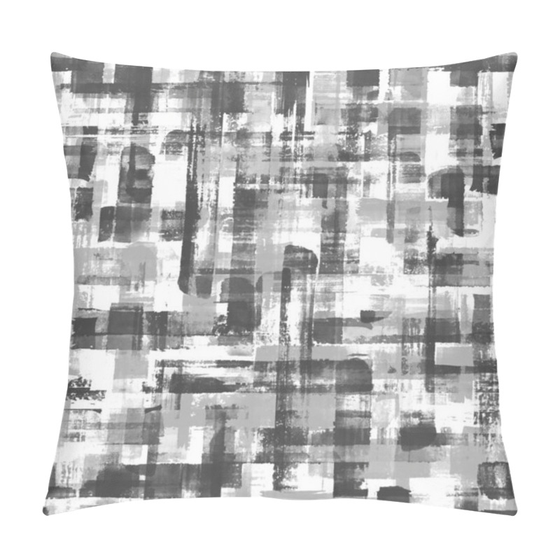 Personality  Abstract Grunge Cross Geometric Shapes Contemporary Art Black And White Seamless Pattern Background. Watercolor Hand Drawn Brush Strokes Texture. Watercolour Print For Textile, Wallpaper, Wrapping. Pillow Covers