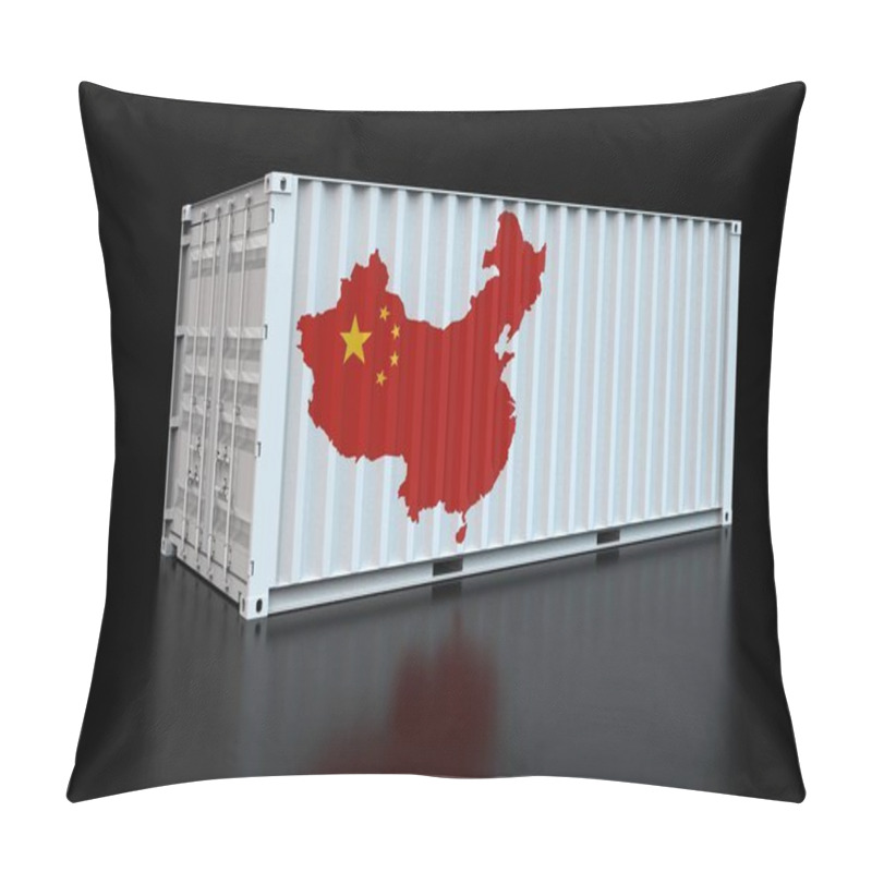 Personality  3d Illustration Of China Container Isolated On Black Pillow Covers