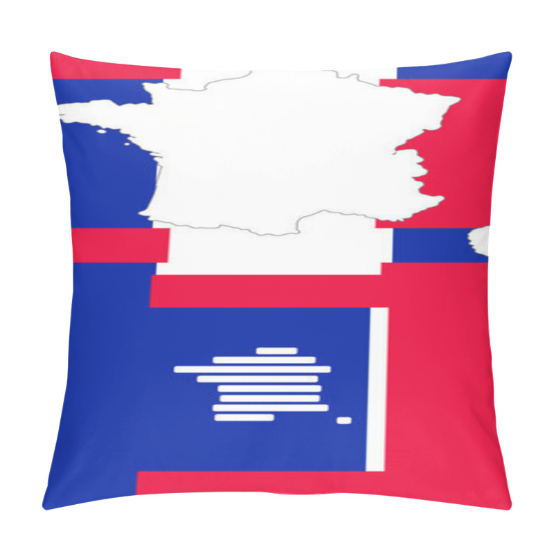 Personality  Creative Background Theme France With Rounded Because Simplified Outline Silhouette Map Of France, French Vibrant National Colors Of The French Flag Pillow Covers