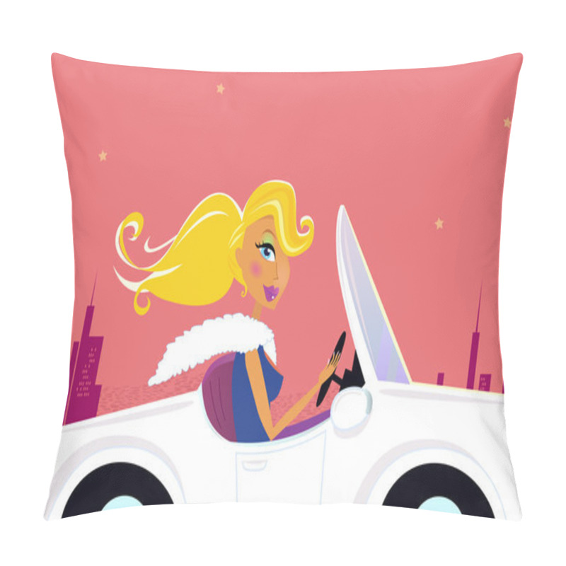 Personality  Girly Chick Driver In A Convertible Car Pillow Covers