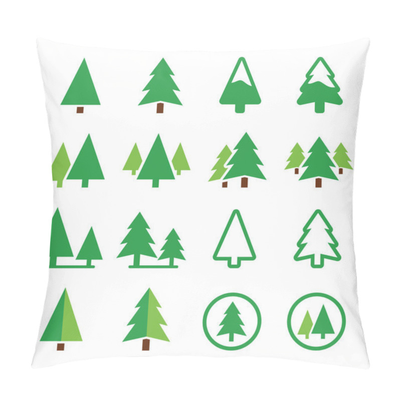 Personality  Pine Tree, Park Vector Green Icons Set Pillow Covers