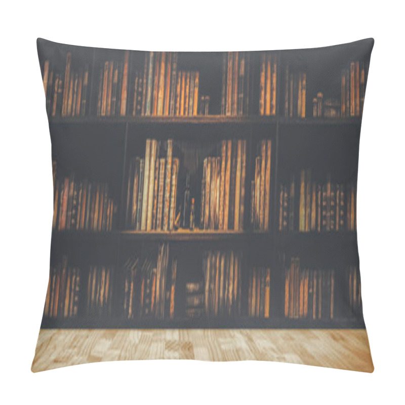 Personality  Panorama Blurred Bookshelf Many Old Books In A Book Shop Or Libr Pillow Covers