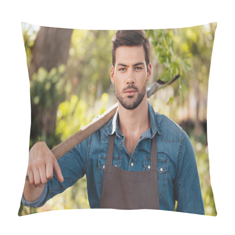 Personality  Gardener With Spade In Garden Pillow Covers