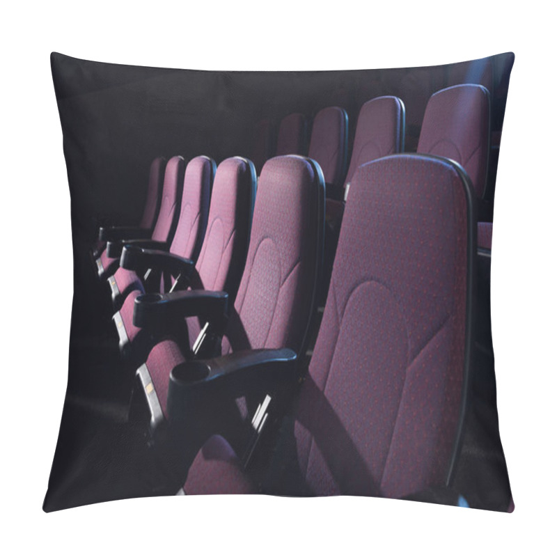 Personality  Red Seats In Empty Dark Movie Theater Pillow Covers