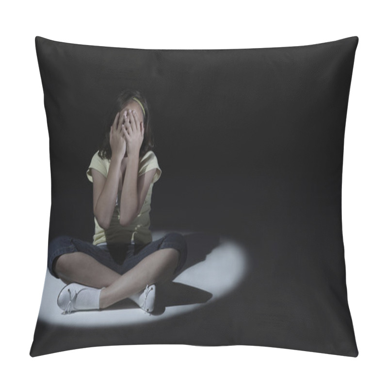 Personality  Young Girl Looking Sad Pillow Covers