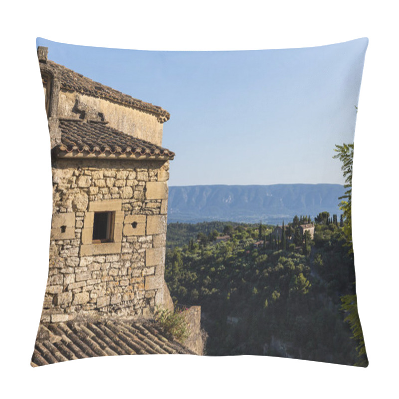 Personality  Old Stone Building And Roof, Green Vegetation And Distant Mountains In Provence, France Pillow Covers