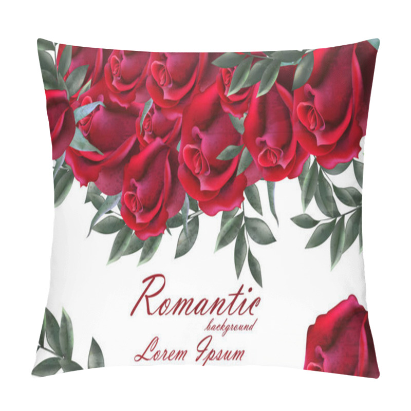 Personality  Romantic Roses Card Vector. Beautiful Red Roses Flowers Banner Decor. Elegant Decor Vintage Backgrounds Pillow Covers