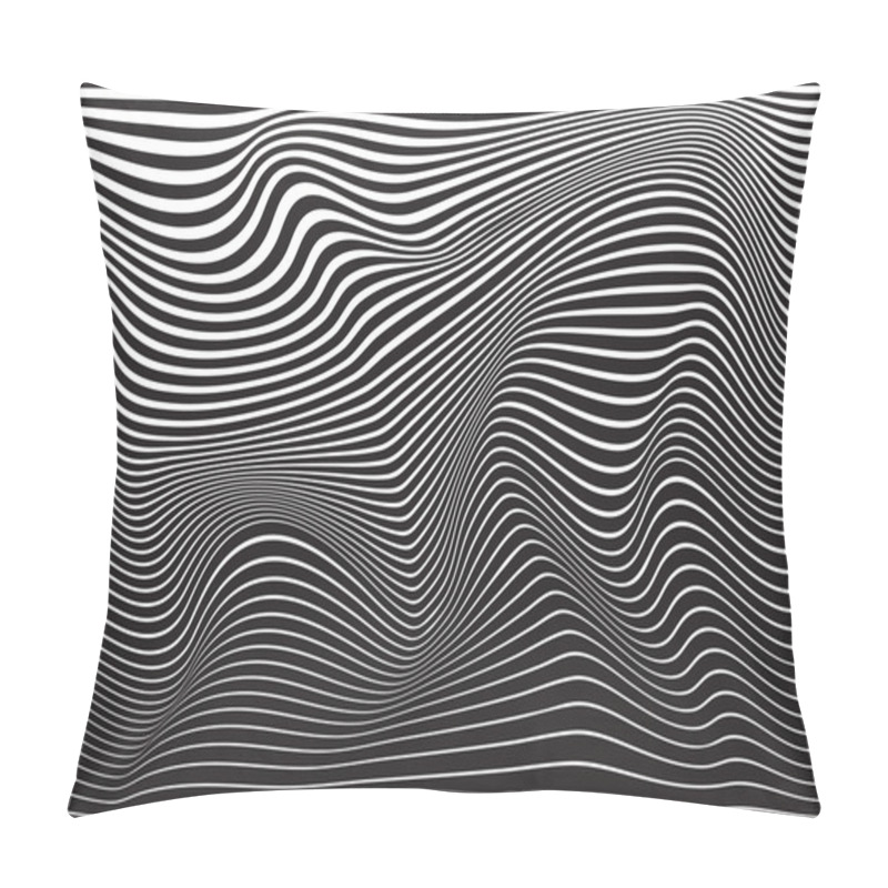 Personality  Black And White Mobious Wave Stripe Optical Design Opart Pillow Covers