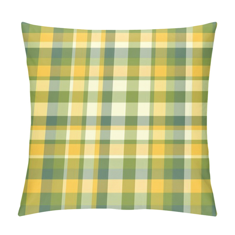 Personality  Seamless Plaid Design Featuring Intersecting Yellow, Green, And Cream Tones, Ideal For Textiles, Digital Designs, Or Seasonal Aesthetics Pillow Covers