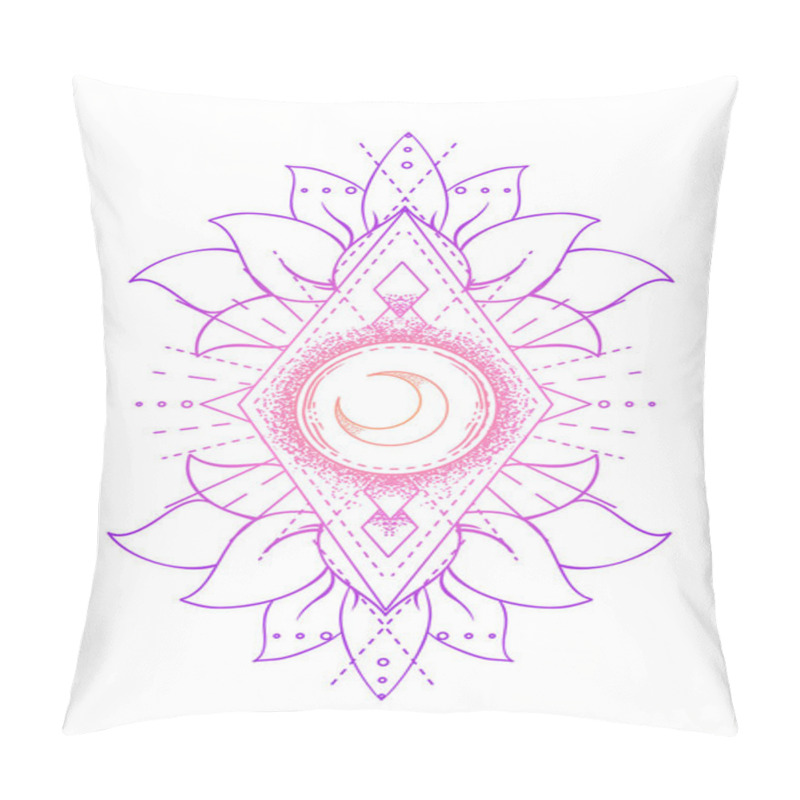 Personality  Sacred Geometry And Boo Symbol Set. Ayurveda Sign Of Harmony And Balance. Tattoo Design, Yoga Logo. Poster, T-shirt. Colorful Gradient Over Black. Astrology, Esoteric, Religion. Pillow Covers