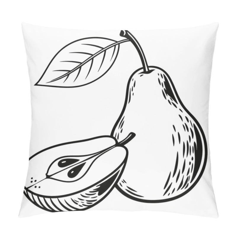 Personality  Monochromatic Pear Illustration - Minimalist Fruit Art, Black And White Pear Design, Botanical Artwork, Simple Fruit Drawing Pillow Covers