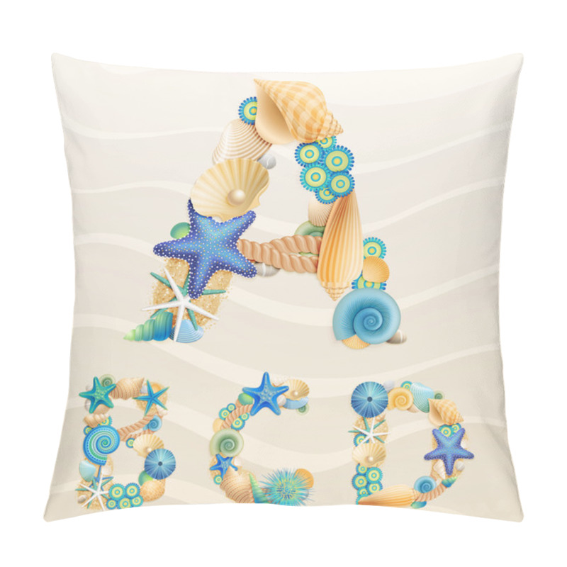 Personality  Vector Sea Life Font On Sand Background Pillow Covers