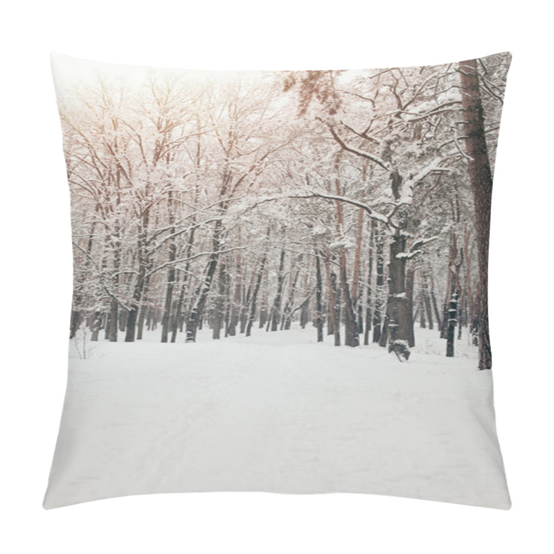 Personality  Scenic View Of Snowy Trees In Winter Forest Pillow Covers