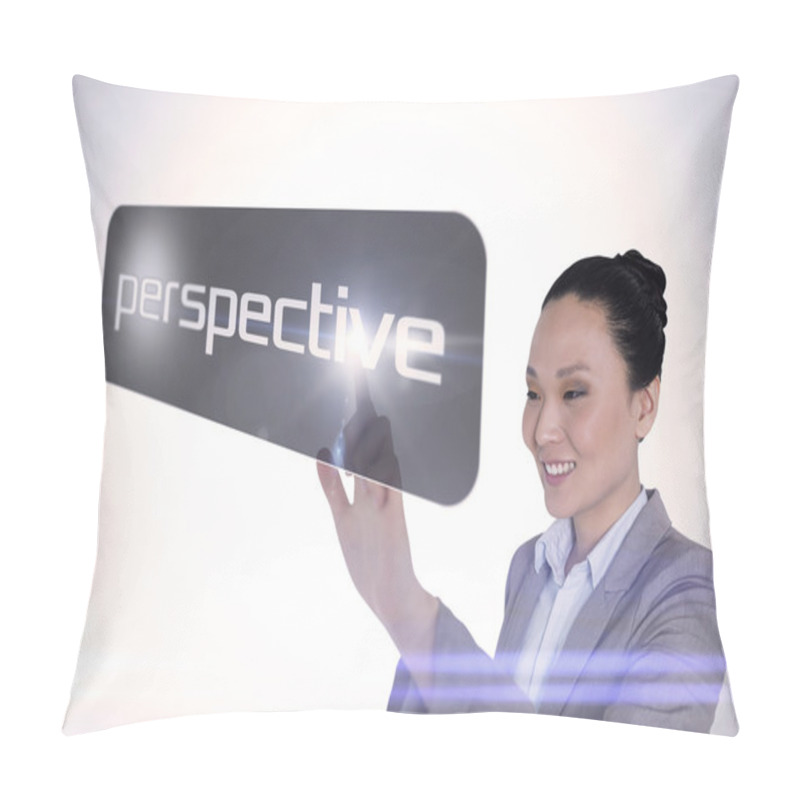 Personality  Businesswoman Pointing To Word Perspective Pillow Covers