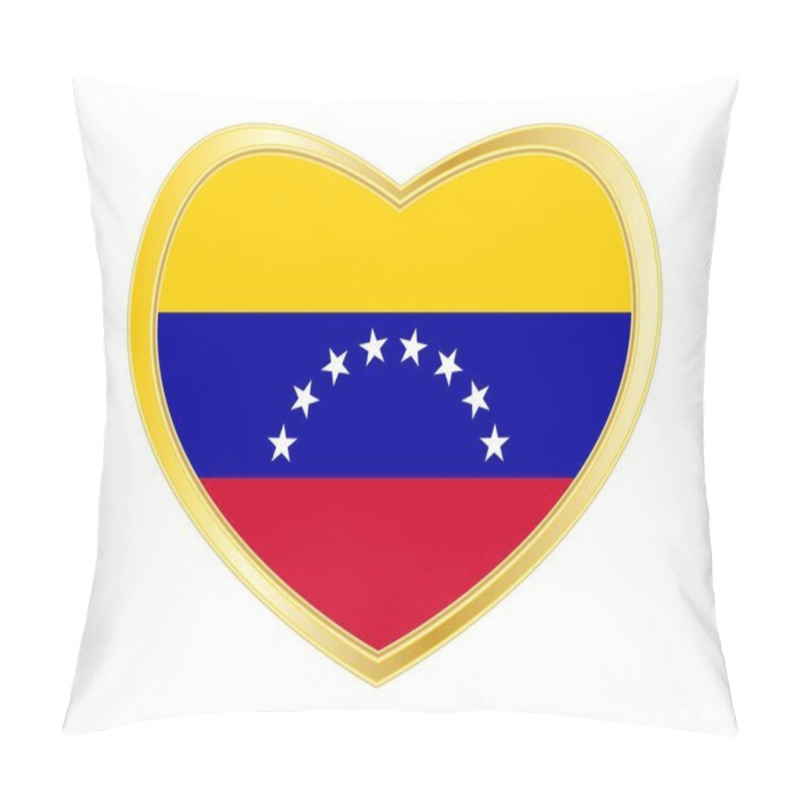 Personality  Flag Of Venezuela In Heart Shape, Golden Frame Pillow Covers