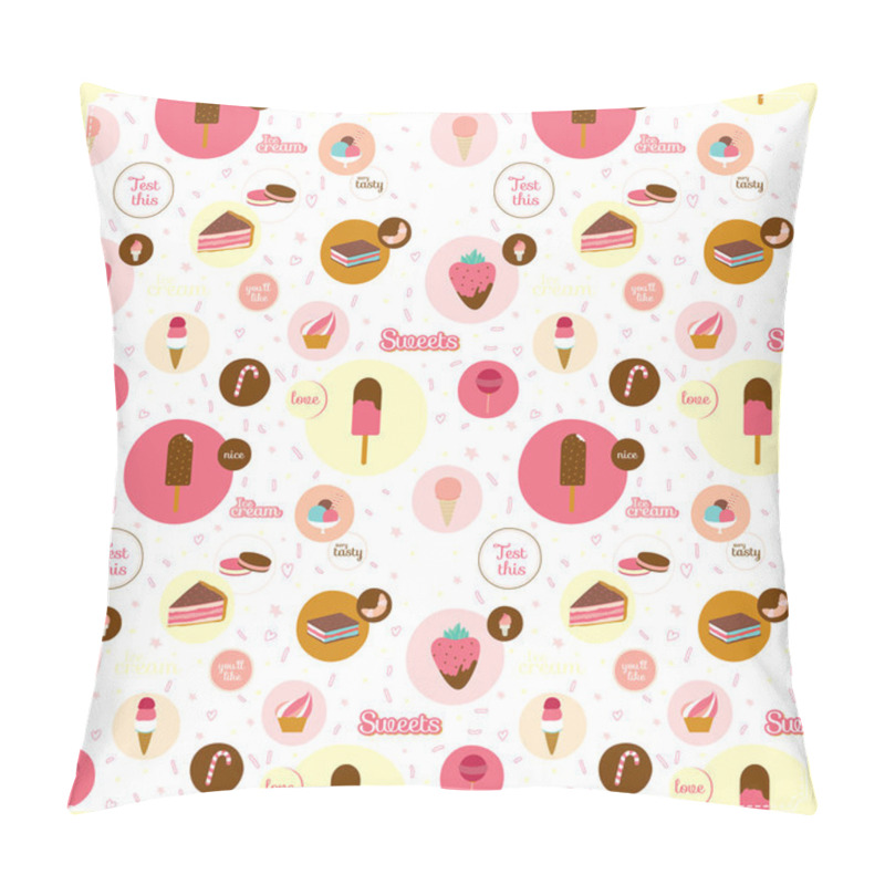 Personality  Food Seamless Pattern With Dessert Icons Pillow Covers