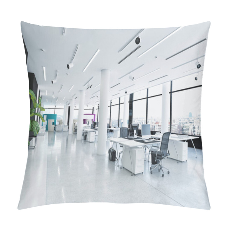 Personality  Modern Loft Office Interior. 3d Rendering Concept Pillow Covers