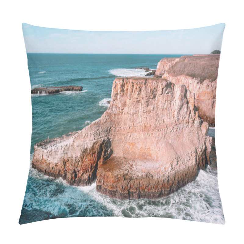 Personality  Shark Fin Cove, A Striking Coastal Rock Formation In California, Rises Dramatically Above The Pacific Ocean. The Picturesque Shoreline With Waves Crashing Against The Rocks Is A Must-visit Destination Pillow Covers