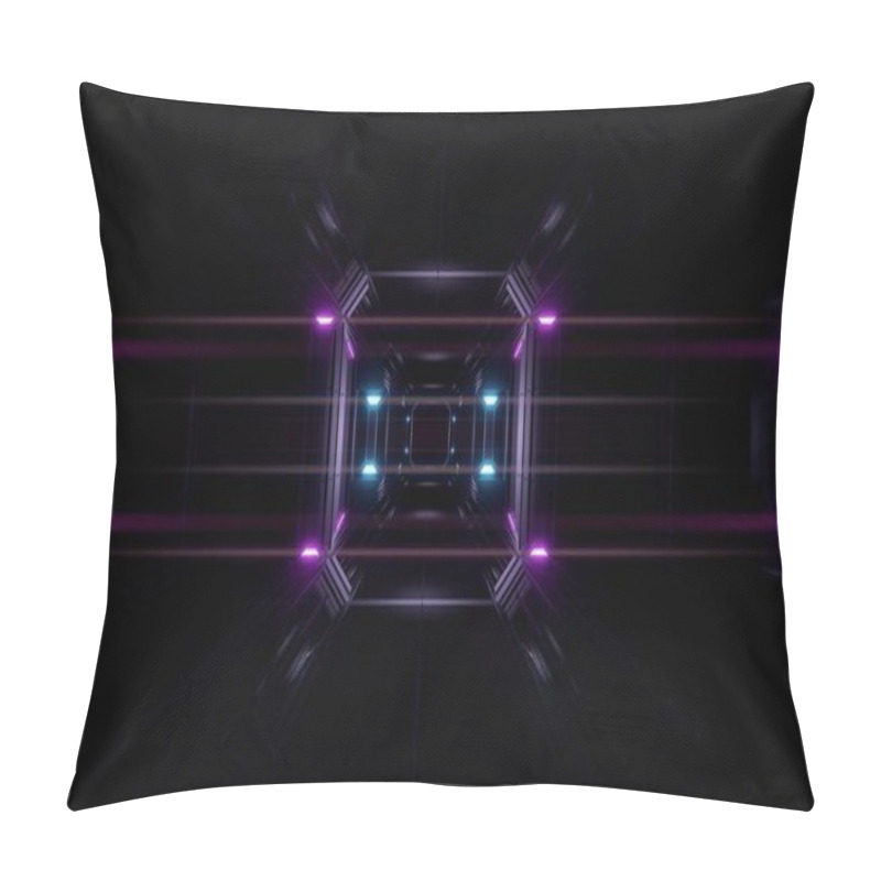 Personality  Futuristic Science-fiction Tunnel Corridor 3d Illustration Background, Modern Future Space Airship Tunnel 3d Render Wallpaper Pillow Covers