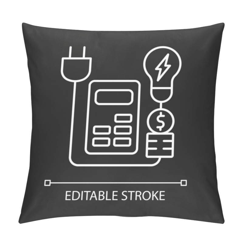 Personality  Energy Price Rebates White Linear Icon For Dark Theme. Discount For Electrical Power Consumption. Thin Line Customizable Illustration. Isolated Vector Contour Symbol For Night Mode. Editable Stroke Pillow Covers