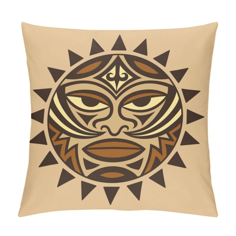 Personality  Color Ethnic Symbol-mask Of The Maori People - Tiki. Thunder-like Is Symbol Of God. Sacrad Tribal Sign In The Polenesian Style For Application Of Tattoos And Moko. Pillow Covers