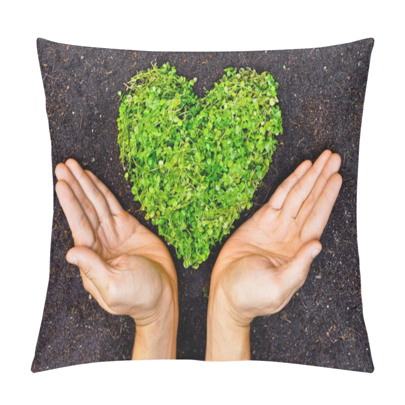 Personality  Hands Holding Green Heart Shaped Tree Pillow Covers