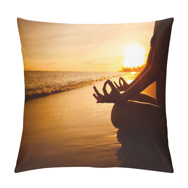 Personality  Peaceful Sunset Meditation At The Beach Pillow Covers