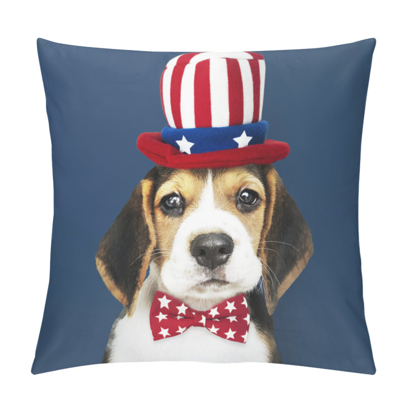 Personality  Cute Beagle Puppy In Uncle Sam Hat And Bow Tie Pillow Covers