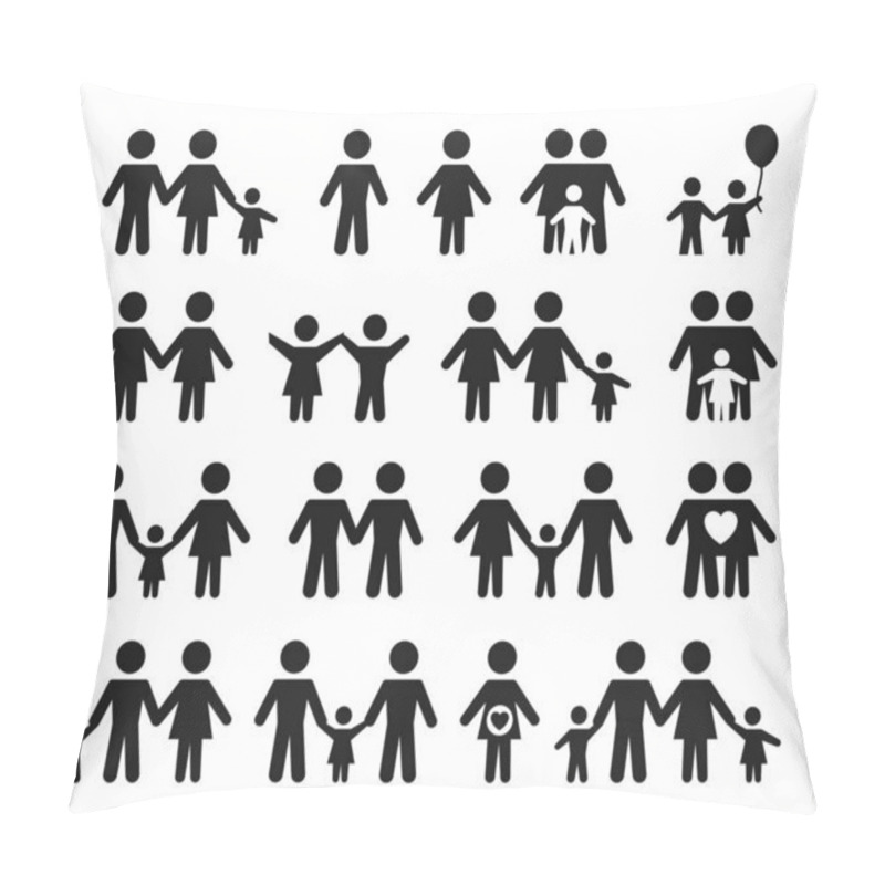 Personality  Variety Of Family Icons Set Pillow Covers