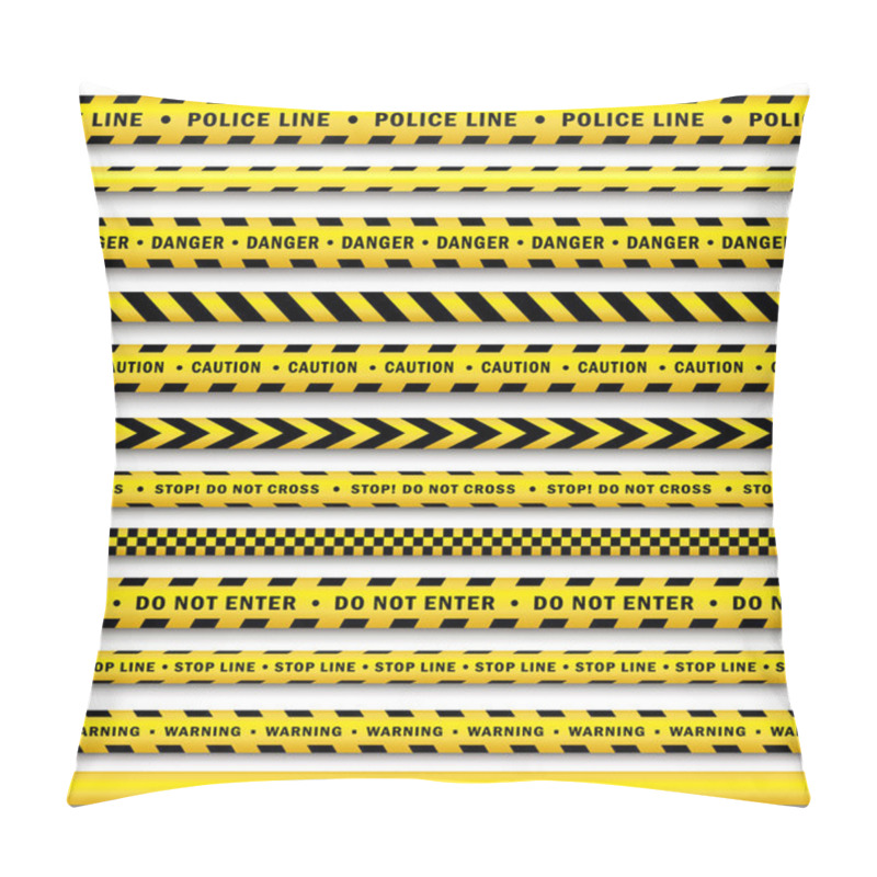 Personality  Vector Yellow Black Police Tape Set Isolated Pillow Covers