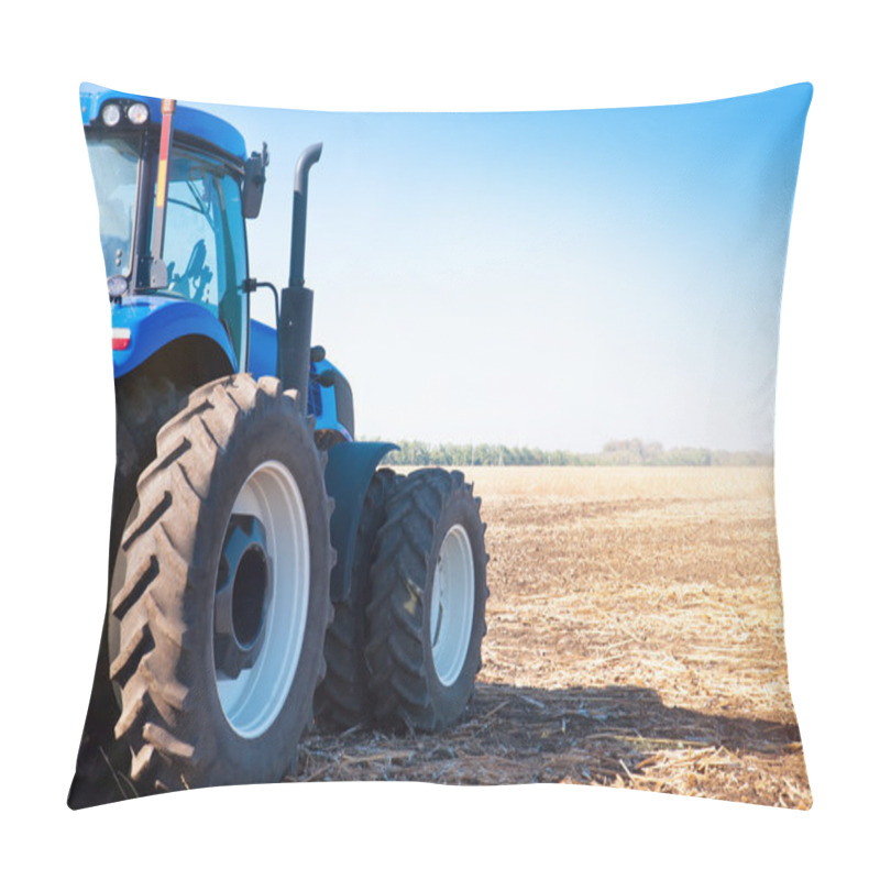 Personality  Blue Tractor On The Background Of An Empty Field  Pillow Covers