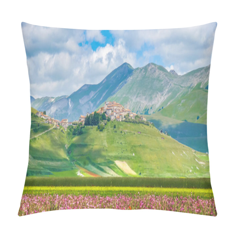 Personality  Famous Castelluccio Di Norcia With Beautiful Summer Landscape, Umbria, Italy Pillow Covers