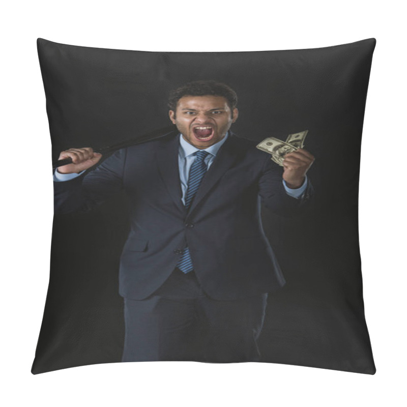 Personality  Businessman With Bat And Money  Pillow Covers