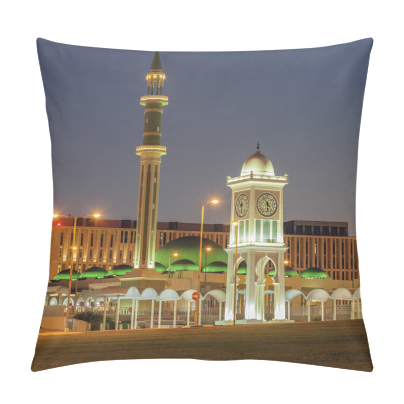 Personality  Grand Mosque And Clock Tower In Doha In Doha Pillow Covers