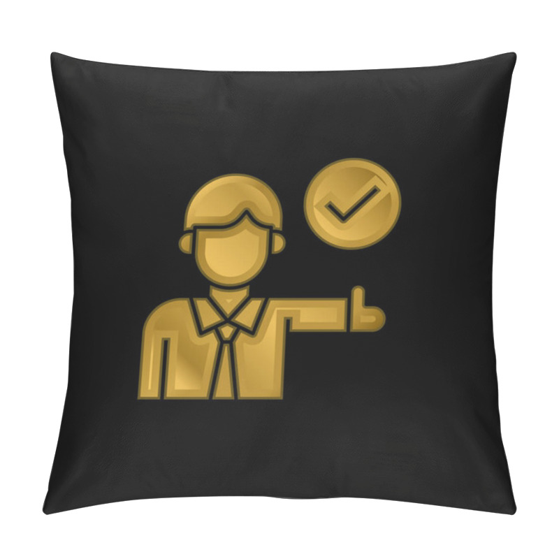 Personality  Approve Gold Plated Metalic Icon Or Logo Vector Pillow Covers